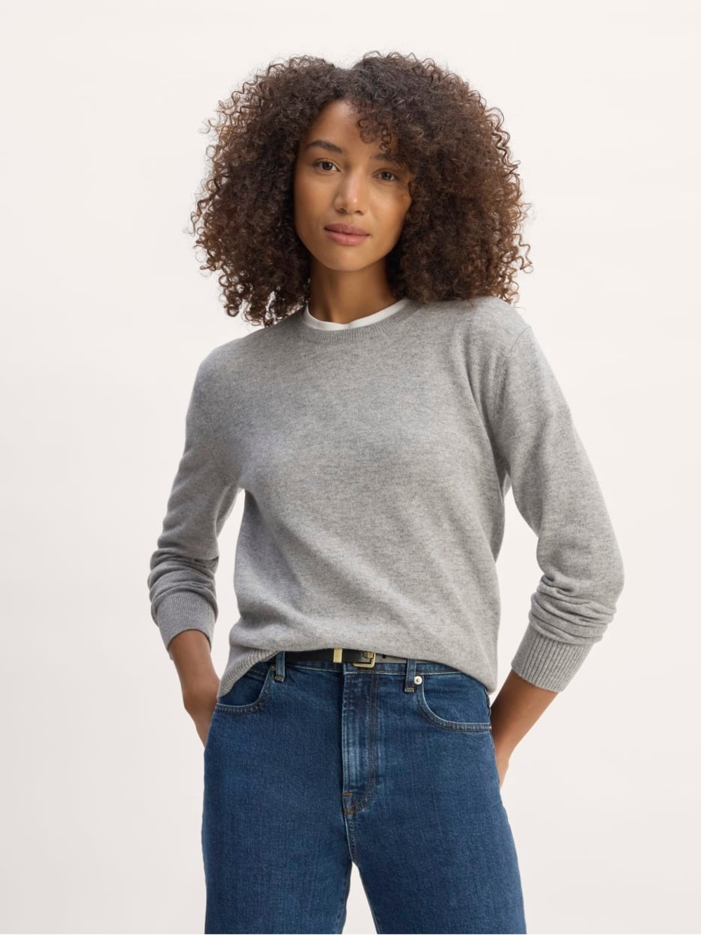 Everlane The Classic Crew in Cashmere Sweater Light Heather Gray Size S NWT